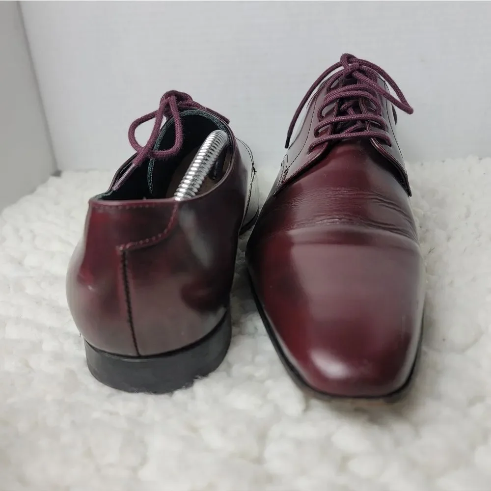 PS Paul Smith Mens 10 Burgundy Leather Derby Dress Shoes Oxblood Designer Italy